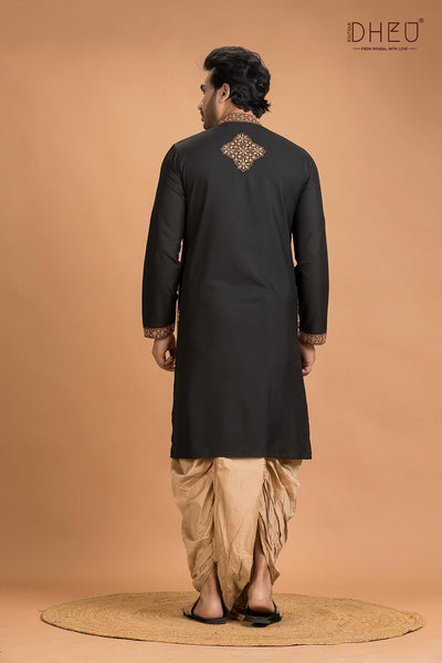 Exclusive Katan Silk Kurta & Dhoti(Optional) Set