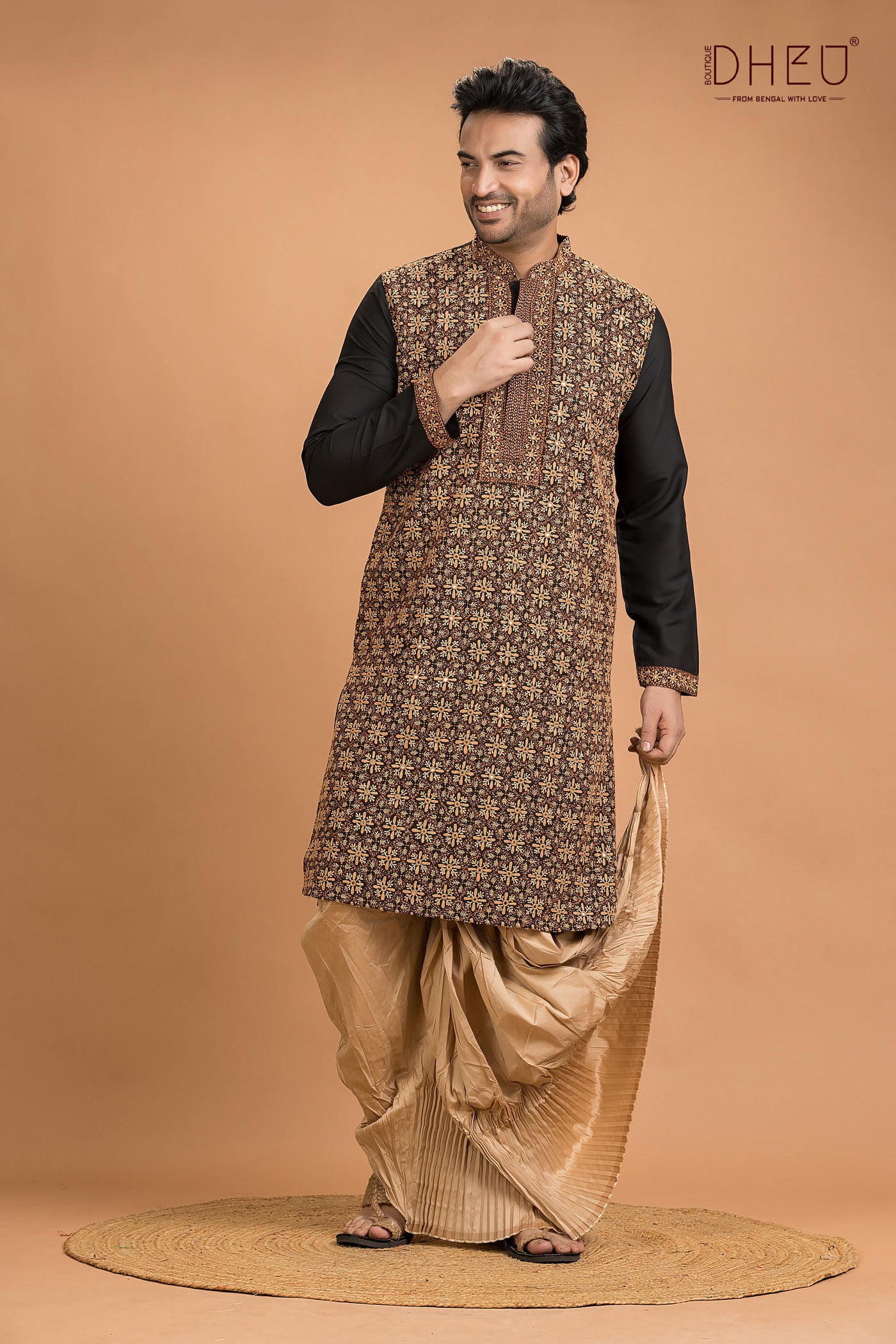 Exclusive Katan Silk Kurta & Dhoti(Optional) Set