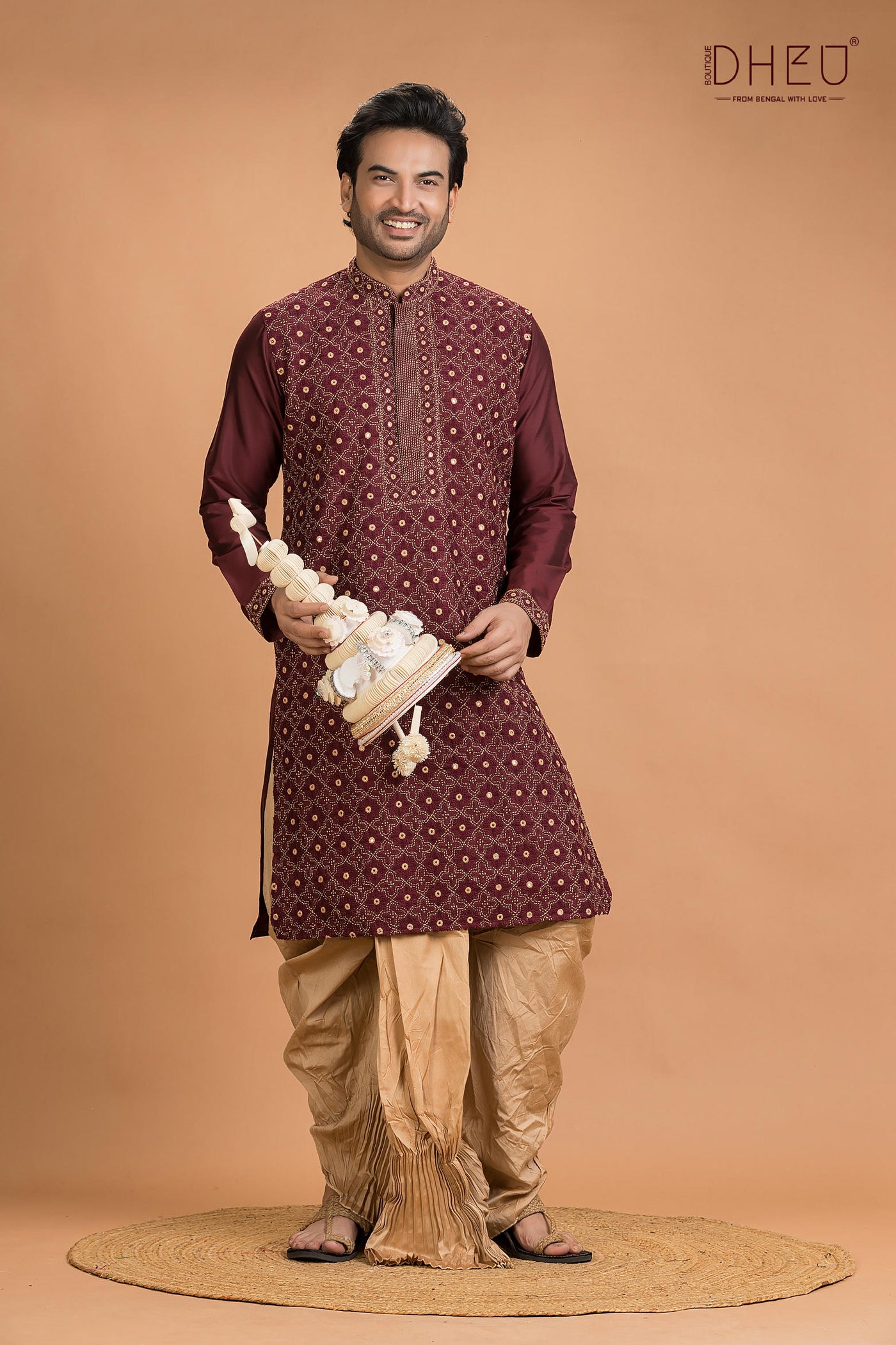 Exclusive Katan Silk Kurta & Dhoti(Optional) Set
