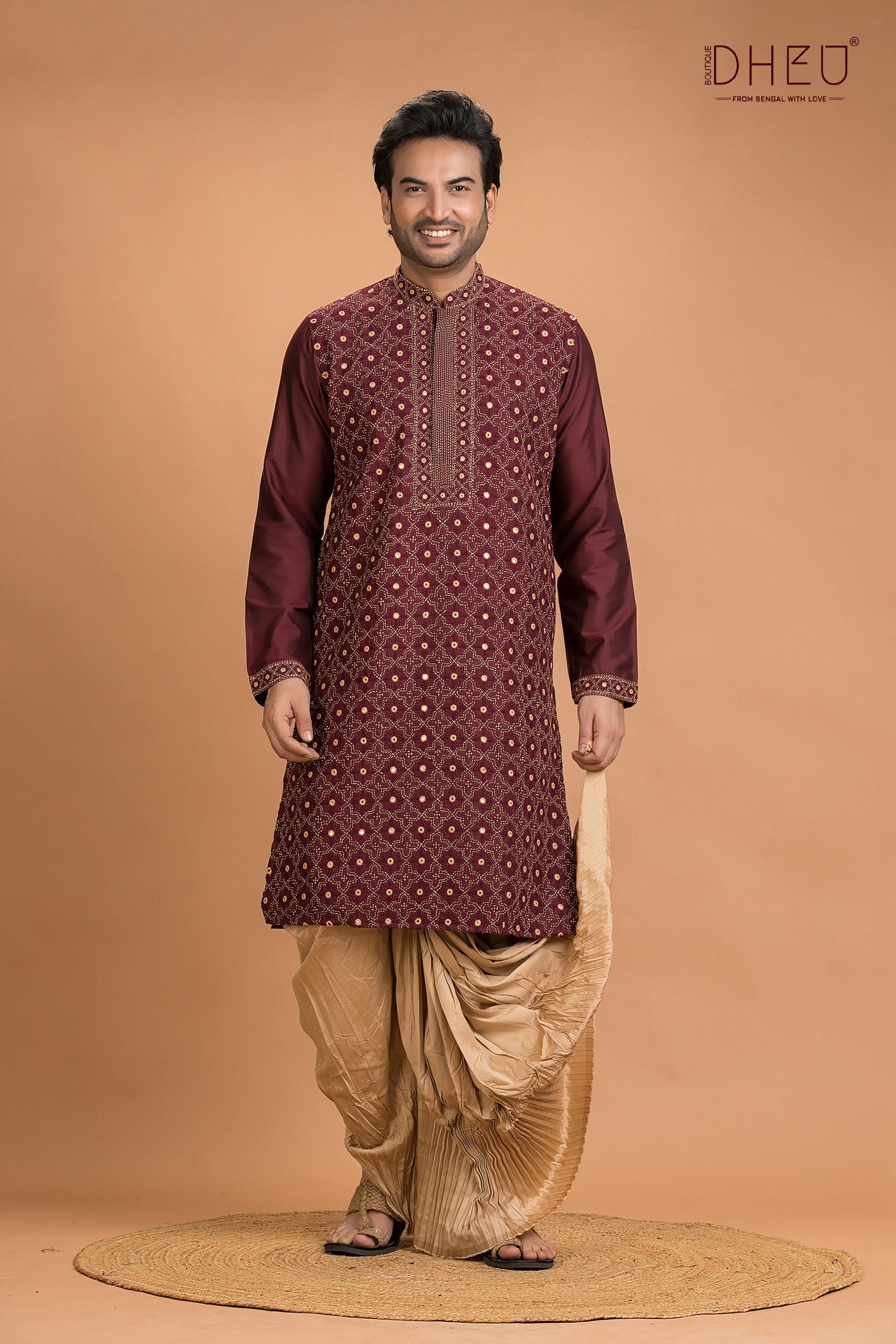 Exclusive Katan Silk Kurta & Dhoti(Optional) Set