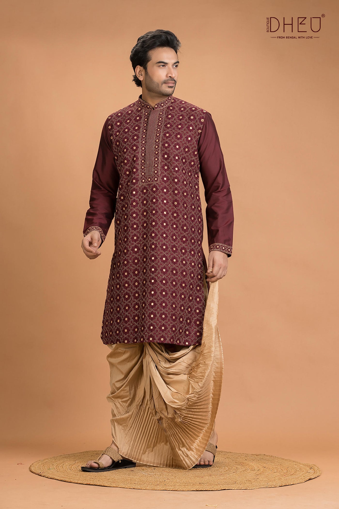 Exclusive Katan Silk Kurta & Dhoti(Optional) Set