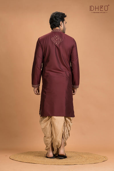 Exclusive Katan Silk Kurta & Dhoti(Optional) Set