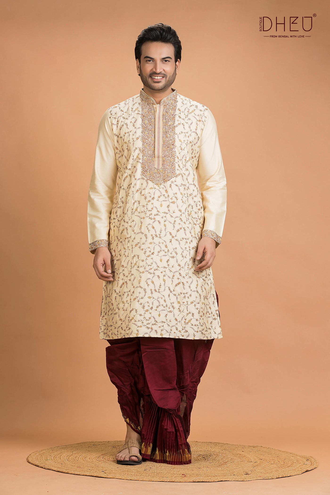 Exclusive Katan Silk Kurta & Dhoti(Optional) Set