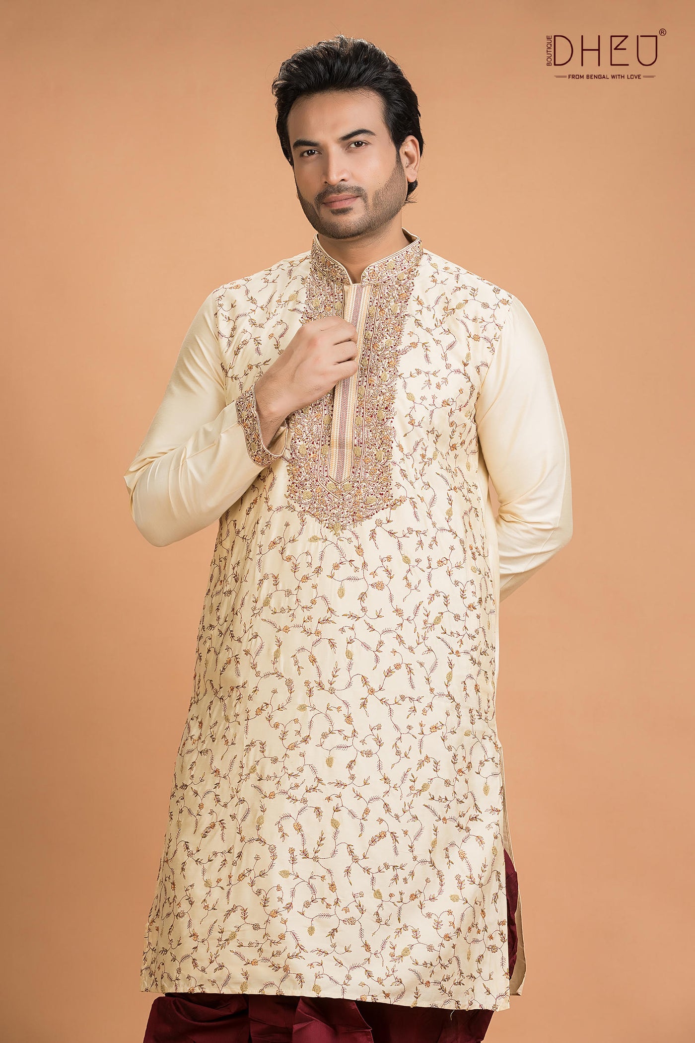 Exclusive Katan Silk Kurta & Dhoti(Optional) Set
