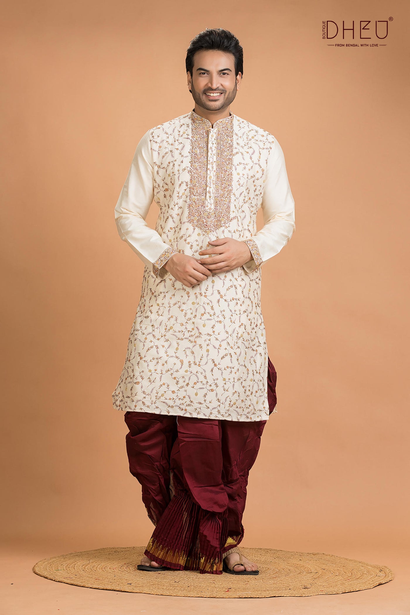 Exclusive Katan Silk Kurta & Dhoti(Optional) Set