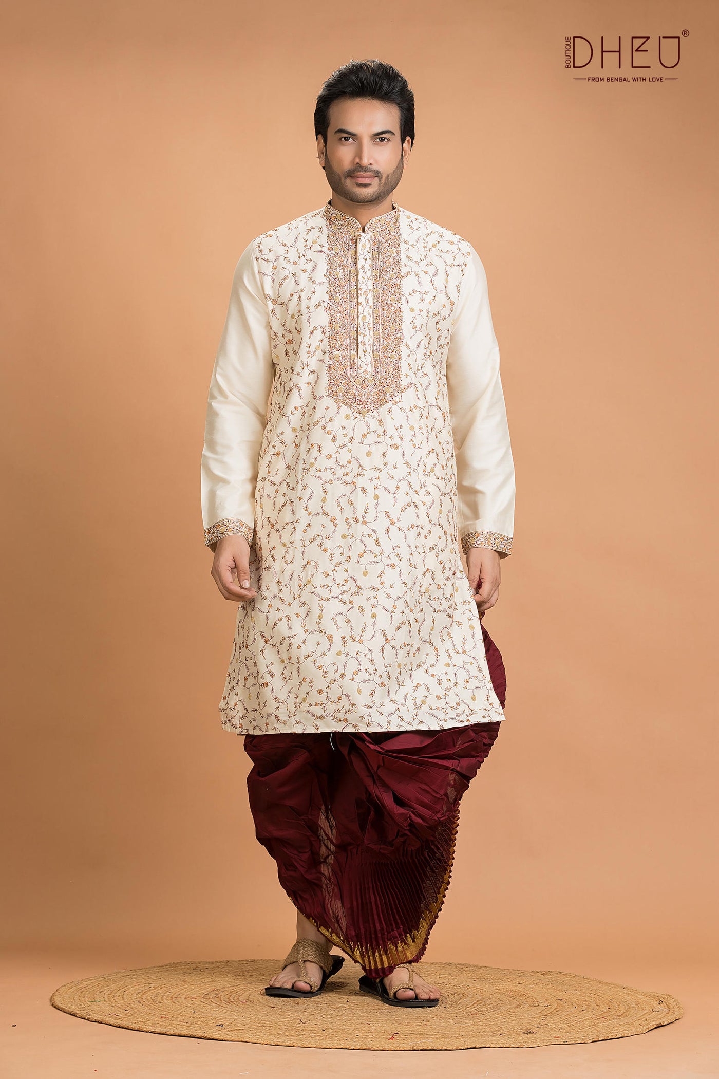 Exclusive Katan Silk Kurta & Dhoti(Optional) Set