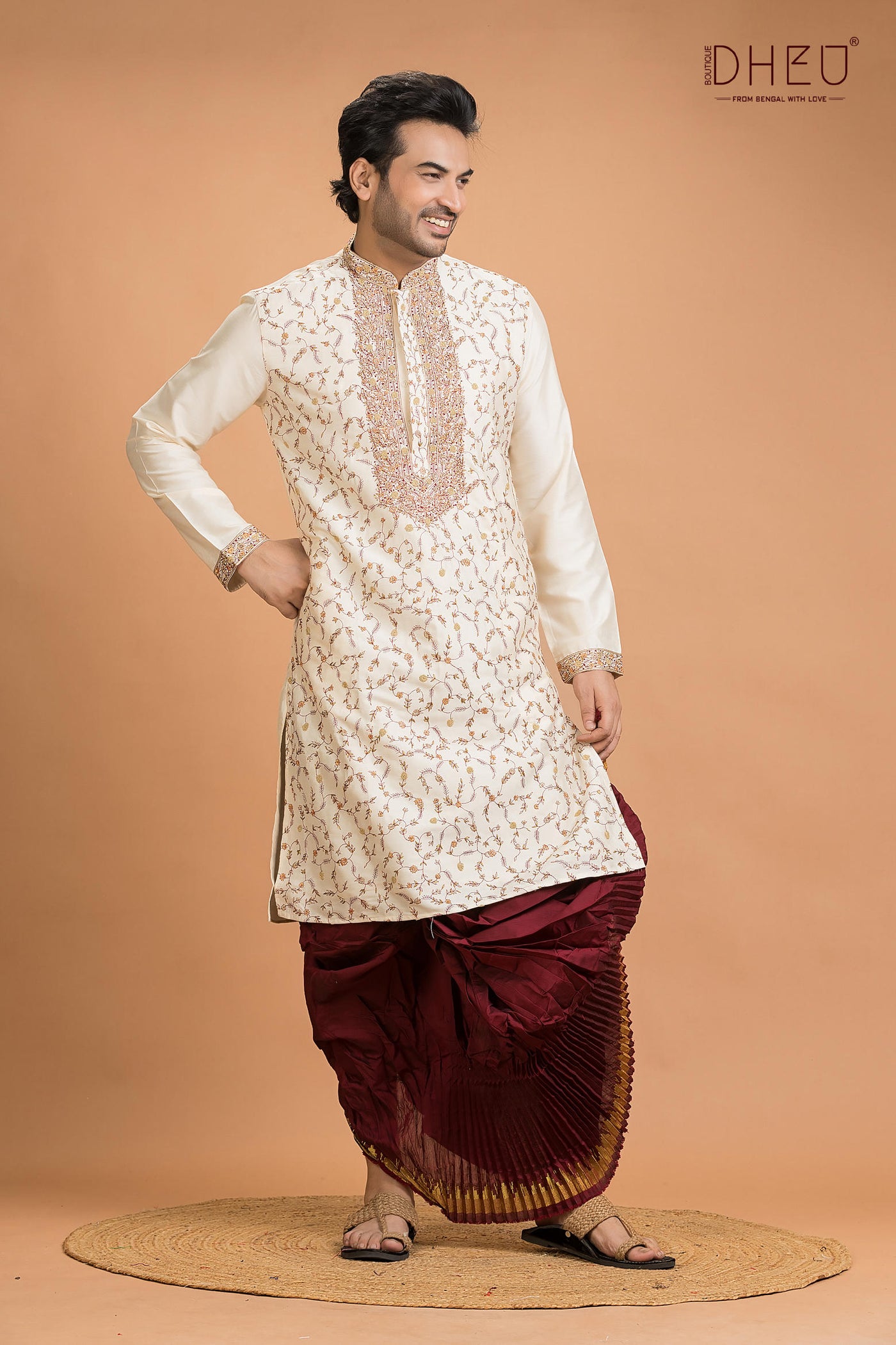 Exclusive Katan Silk Kurta & Dhoti(Optional) Set