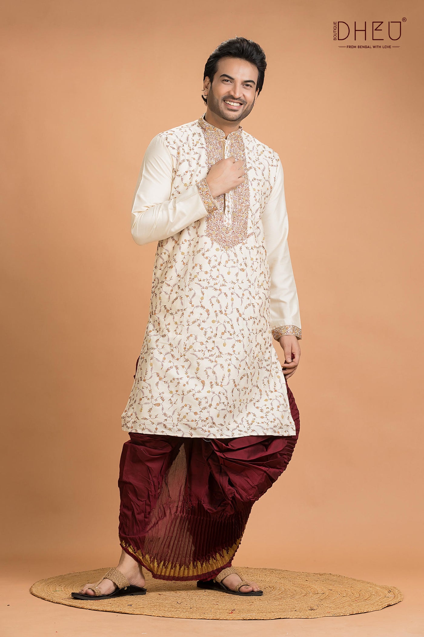 Exclusive Katan Silk Kurta & Dhoti(Optional) Set