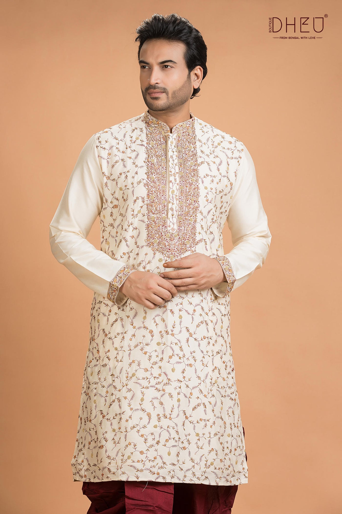 Exclusive Katan Silk Kurta & Dhoti(Optional) Set