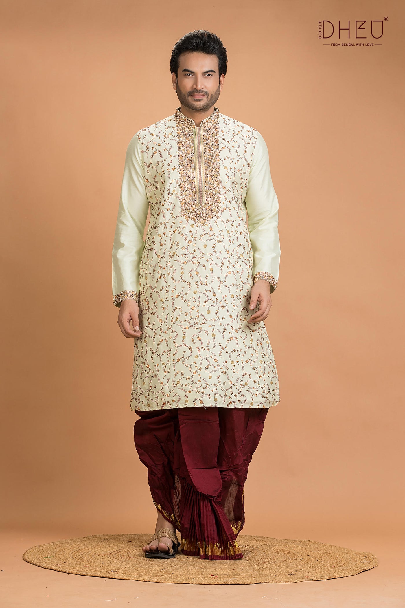 Exclusive Katan Silk Kurta & Dhoti(Optional) Set