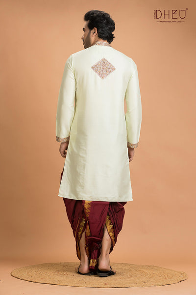 Exclusive Katan Silk Kurta & Dhoti(Optional) Set