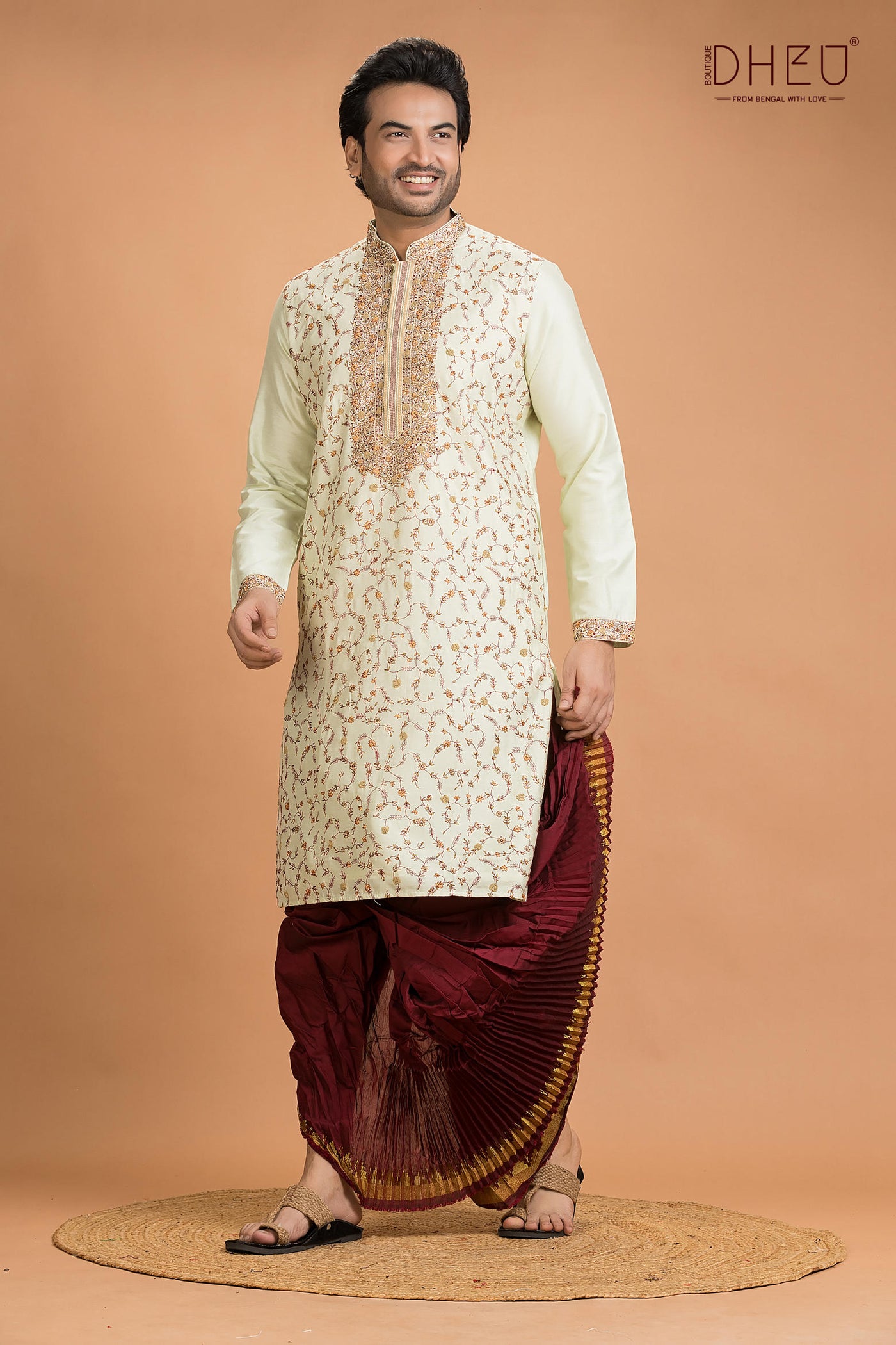 Exclusive Katan Silk Kurta & Dhoti(Optional) Set