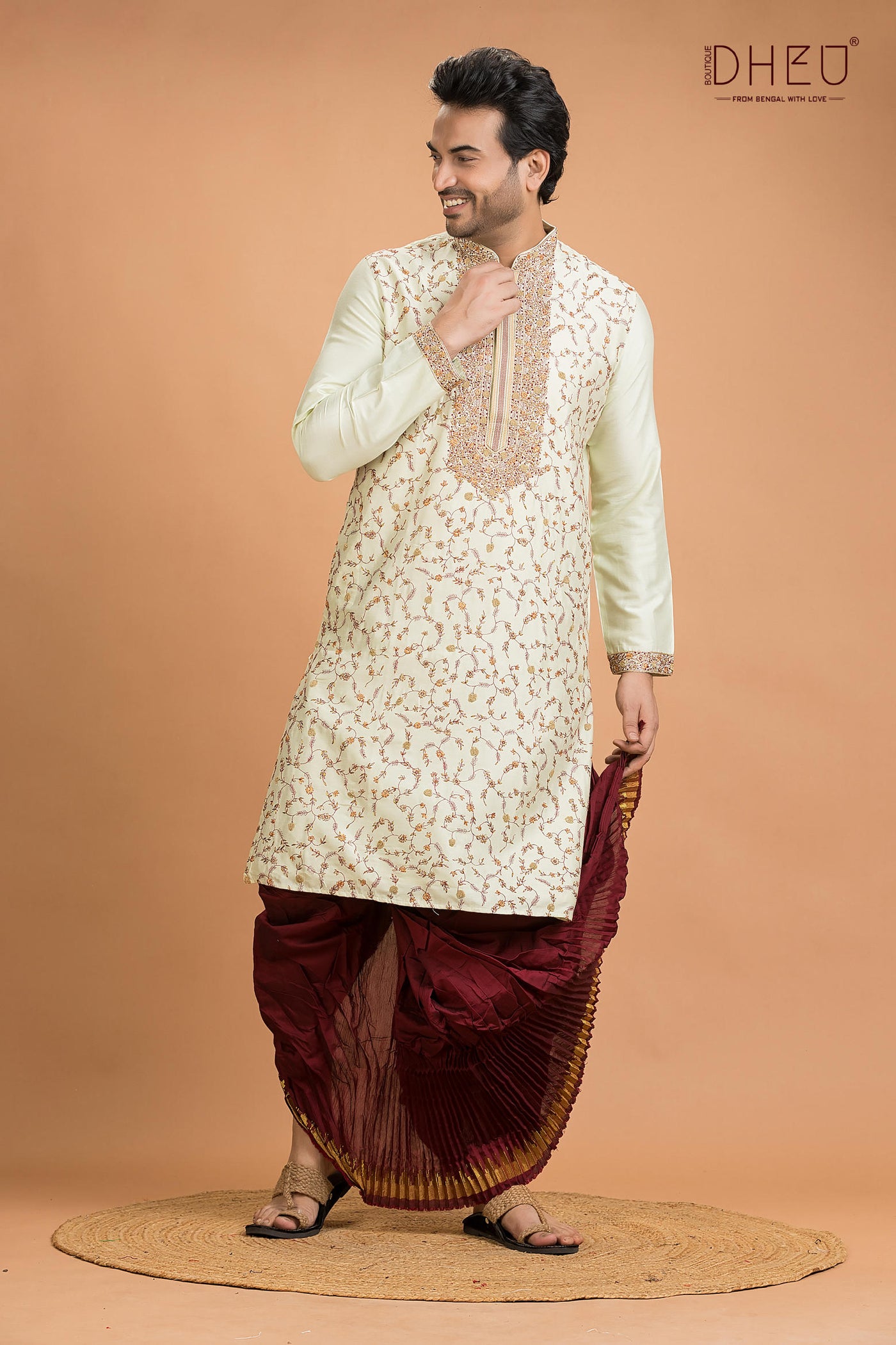 Exclusive Katan Silk Kurta & Dhoti(Optional) Set