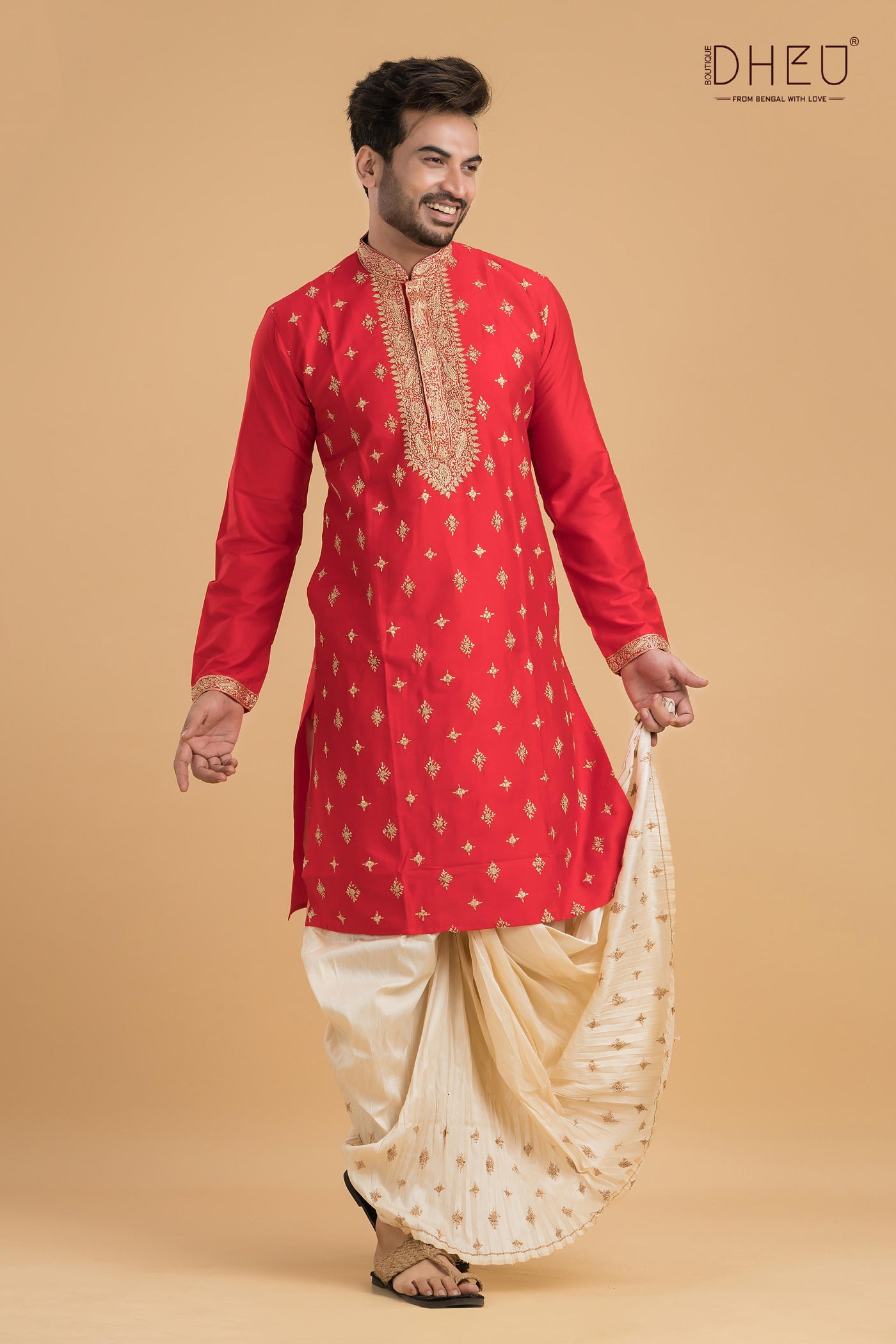 Exclusive Katan Silk Kurta & Dhoti(Optional) Set