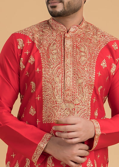 Exclusive Katan Silk Kurta & Dhoti(Optional) Set