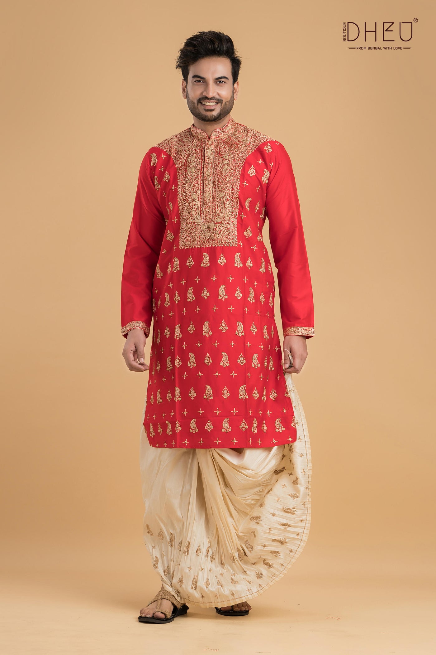 Exclusive Katan Silk Kurta & Dhoti(Optional) Set