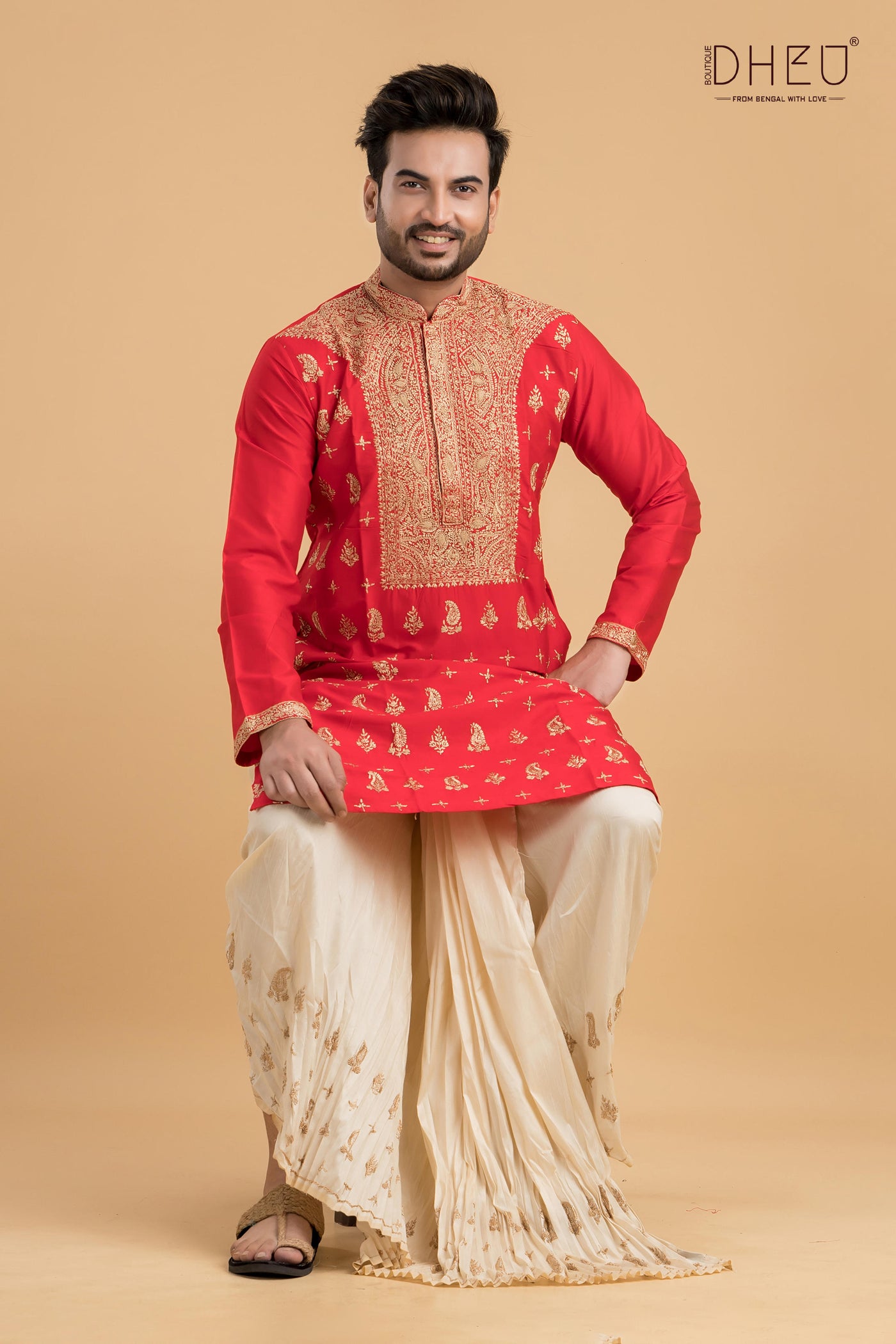 Exclusive Katan Silk Kurta & Dhoti(Optional) Set