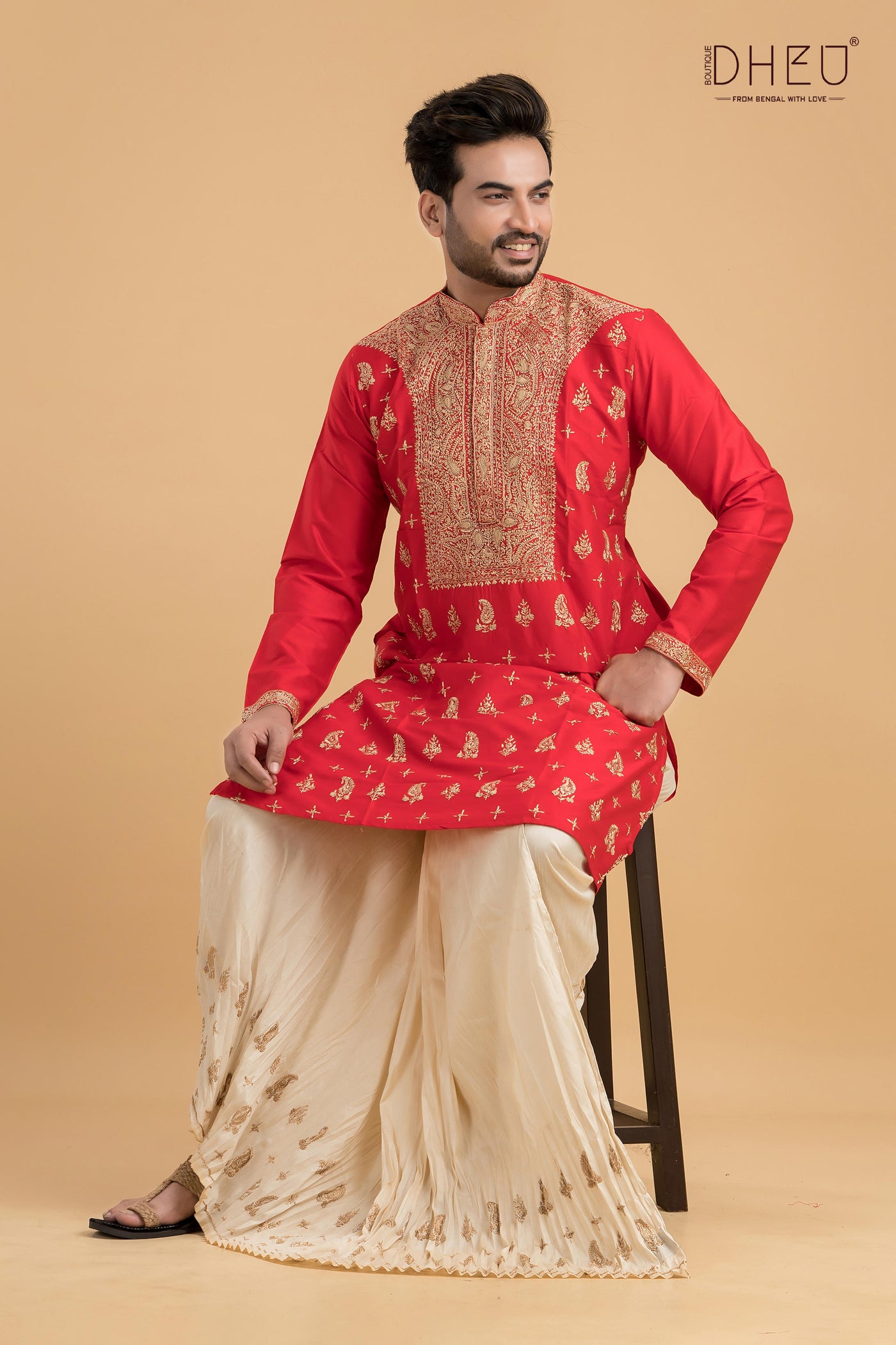 Exclusive Katan Silk Kurta & Dhoti(Optional) Set