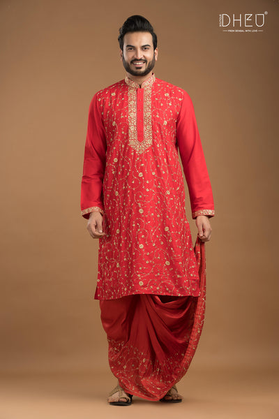 Exclusive Katan Silk Kurta & Dhoti Set