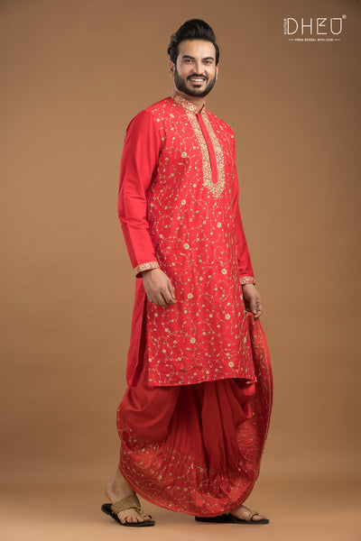 Exclusive Katan Silk Kurta & Dhoti Set