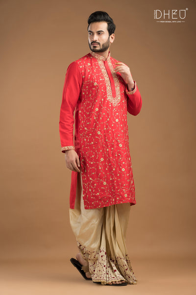 Exclusive Katan Silk Kurta & Dhoti Set