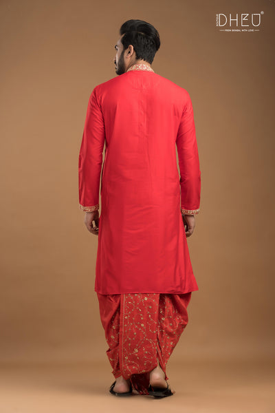 Exclusive Katan Silk Kurta & Dhoti Set