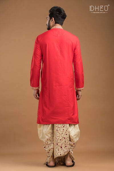 Exclusive Katan Silk Kurta & Dhoti Set