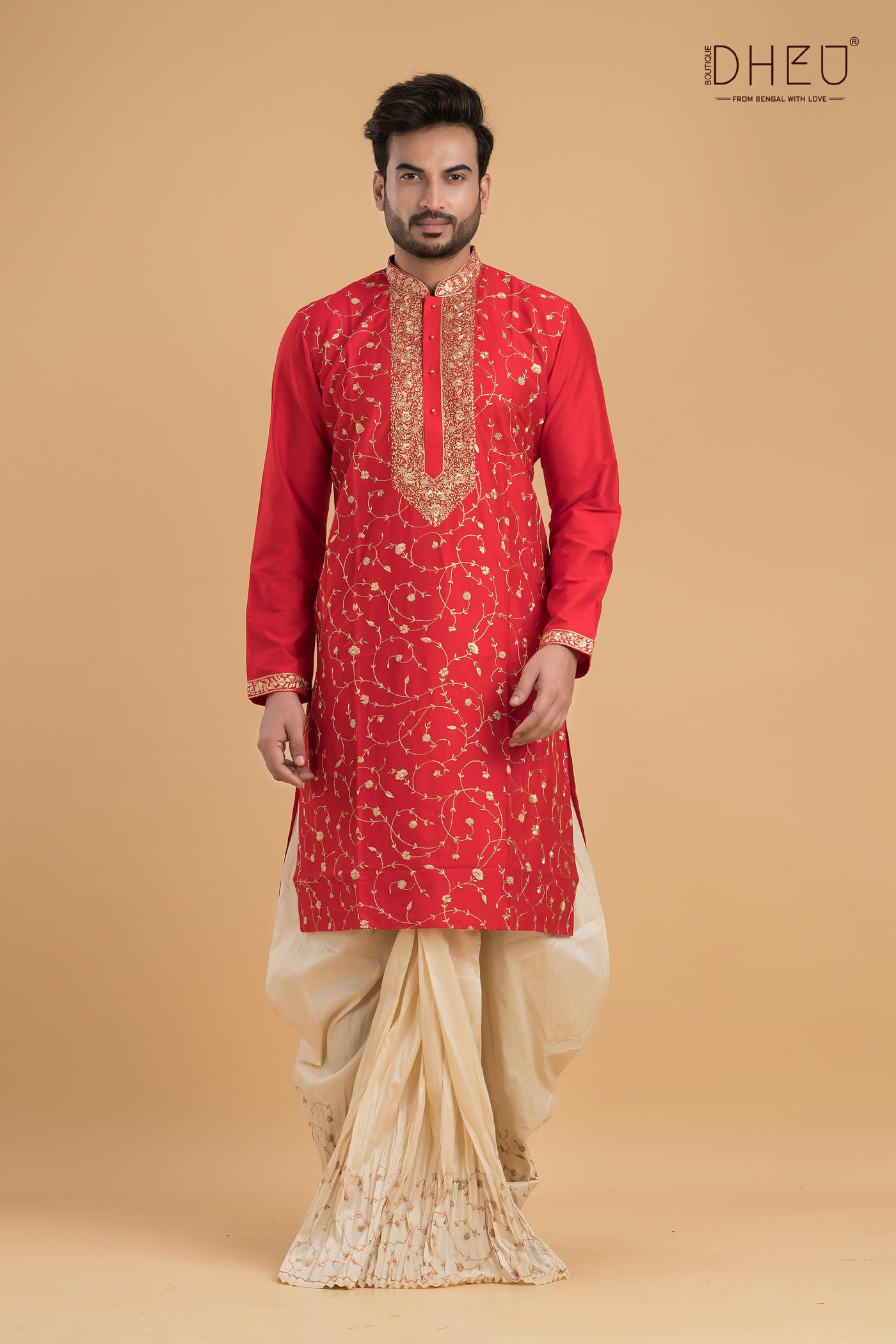 Exclusive Katan Silk Kurta & Dhoti(Optional) Set
