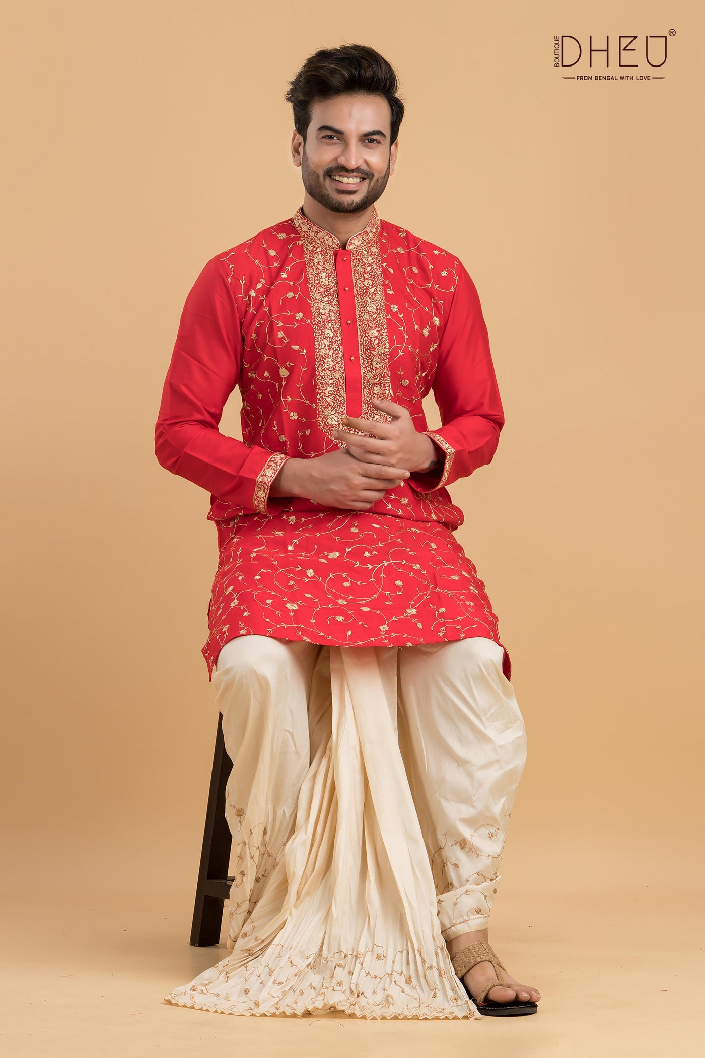 Exclusive Katan Silk Kurta & Dhoti(Optional) Set