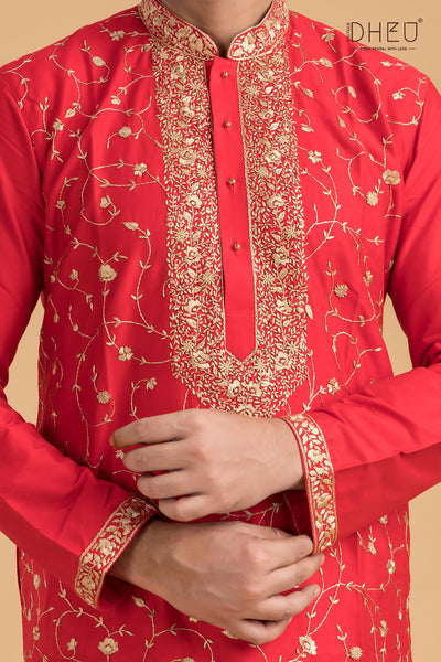 Exclusive Katan Silk Kurta & Dhoti(Optional) Set