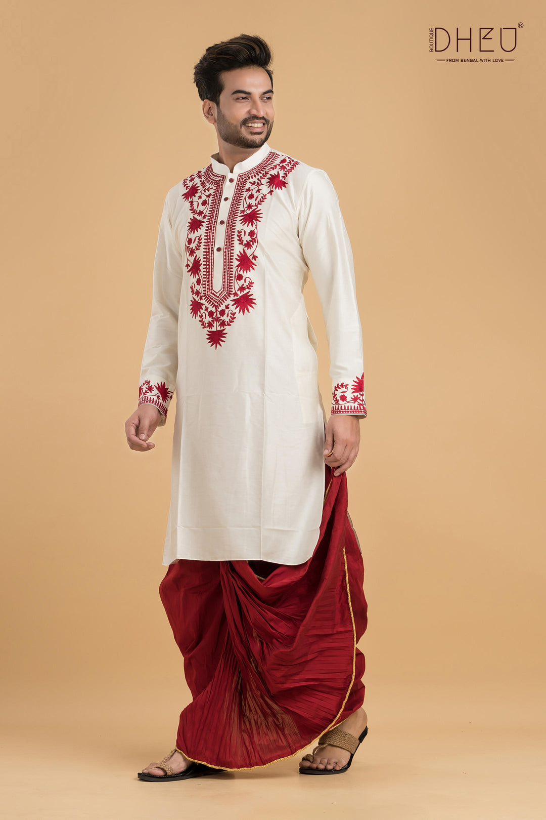 Red Bengali Wedding Punjabi Dhoti Kurta Bengali Wedding Groom