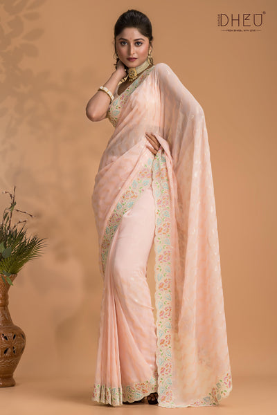 Designer chiffon gorgette saree at lowest cost only at dheu.in
