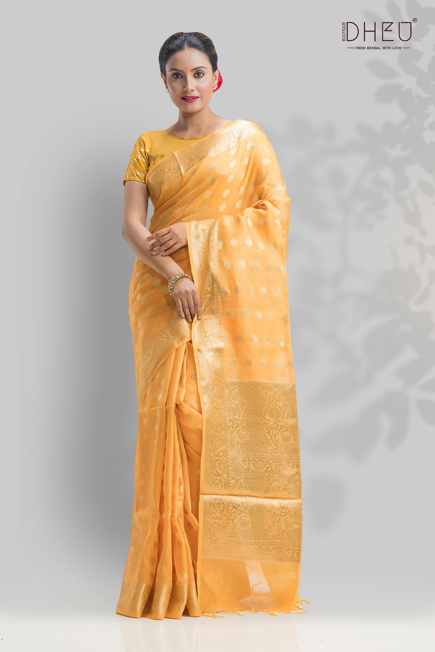 Designer handoven silk linen saree at lowest cost only at dheu.in