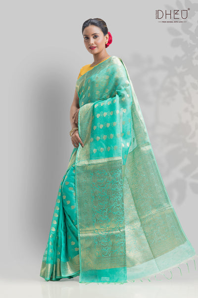 Designer Silk Linen Saree