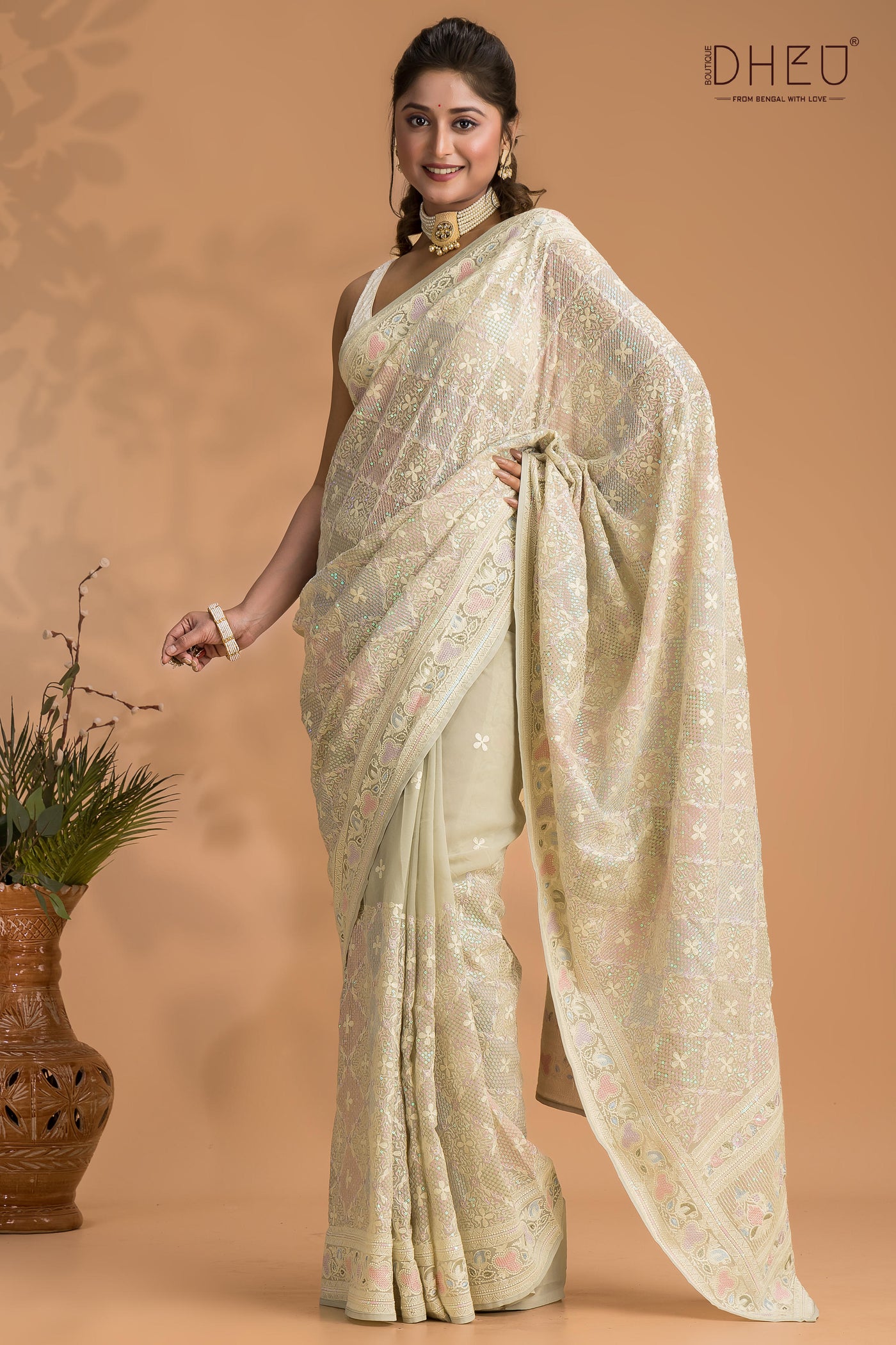 Designer chiffon gorgette saree at lowest cost only at dheu.in