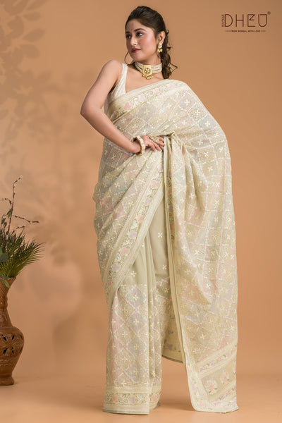 Chiffon Georgette Embroidered Saree