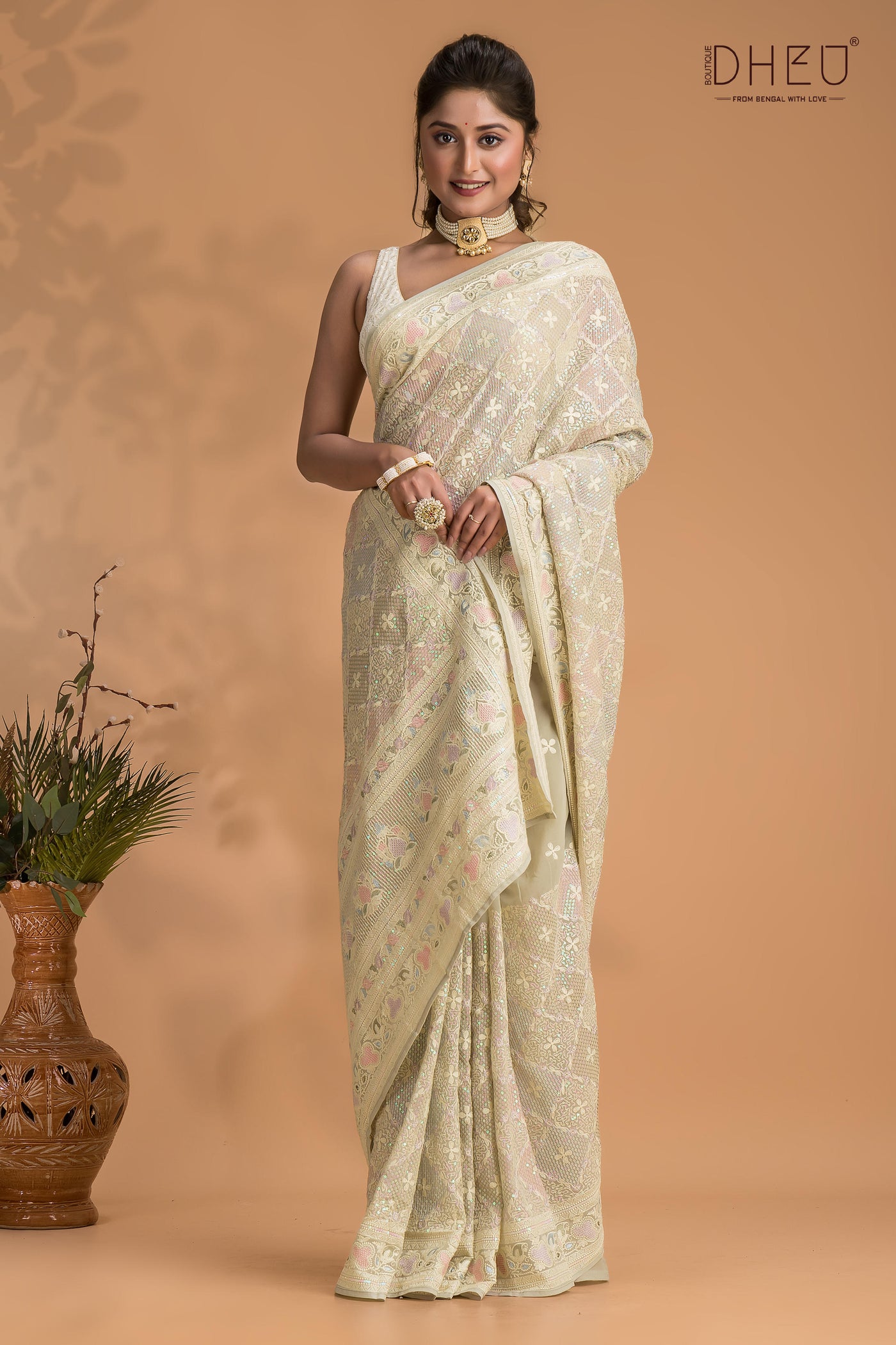 Shameplant - Chiffon Georgette Embroidered Saree