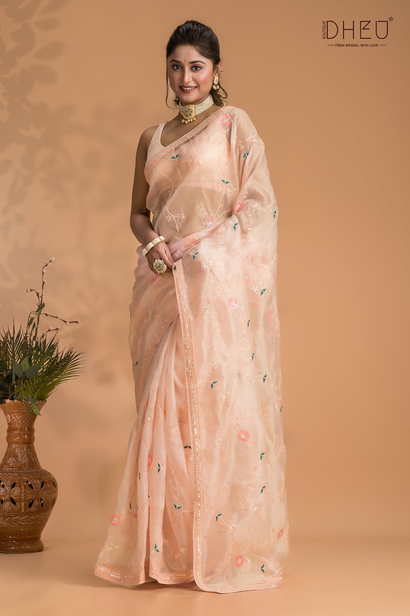 Designer organza saree at lowest cost only at dheu.in