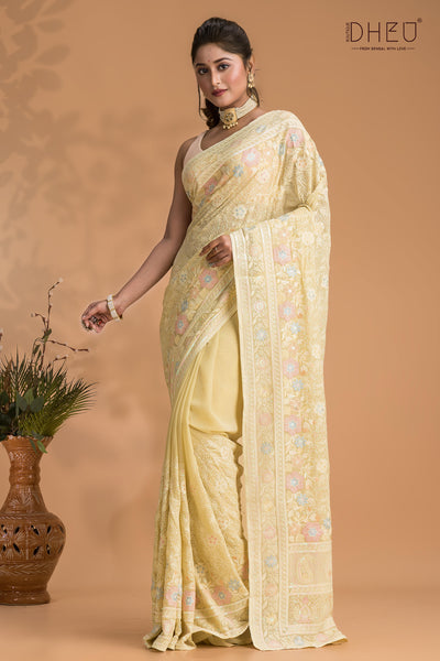 Designer chiffon georgette saree at lowest cost only at dheu.in