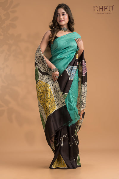 Designer Silk Batik Print Saree
