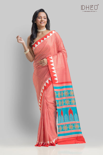 Designer printed silk saree at lowest cost only at dheu.in