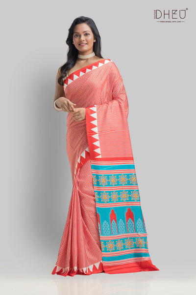 Handloom Printed Silk Saree