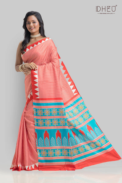 Handloom Printed Silk Saree