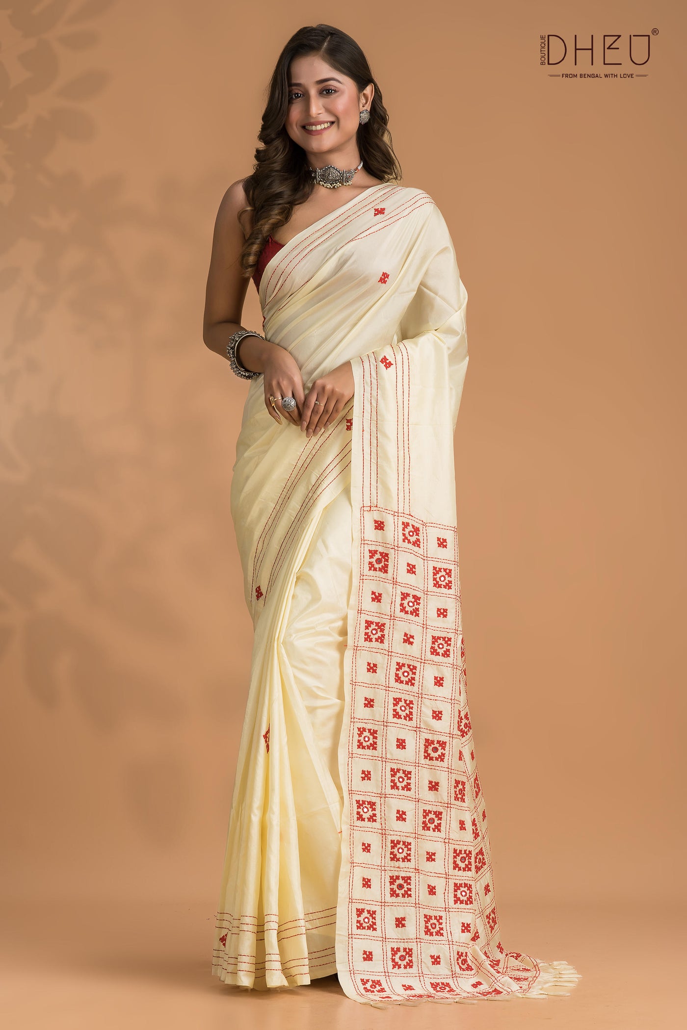 pure silk and hand embroidery saree at lowest price only at dheu.in