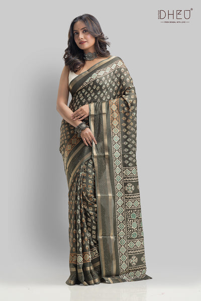 Designer Ajrakh Silk Saree