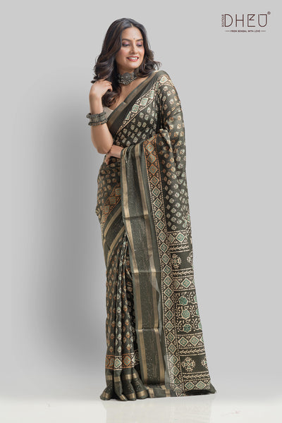 Designer Ajrakh Silk Saree