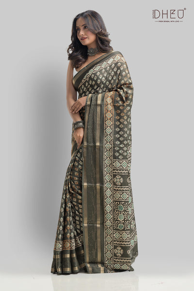 Designer Ajrakh Silk Saree