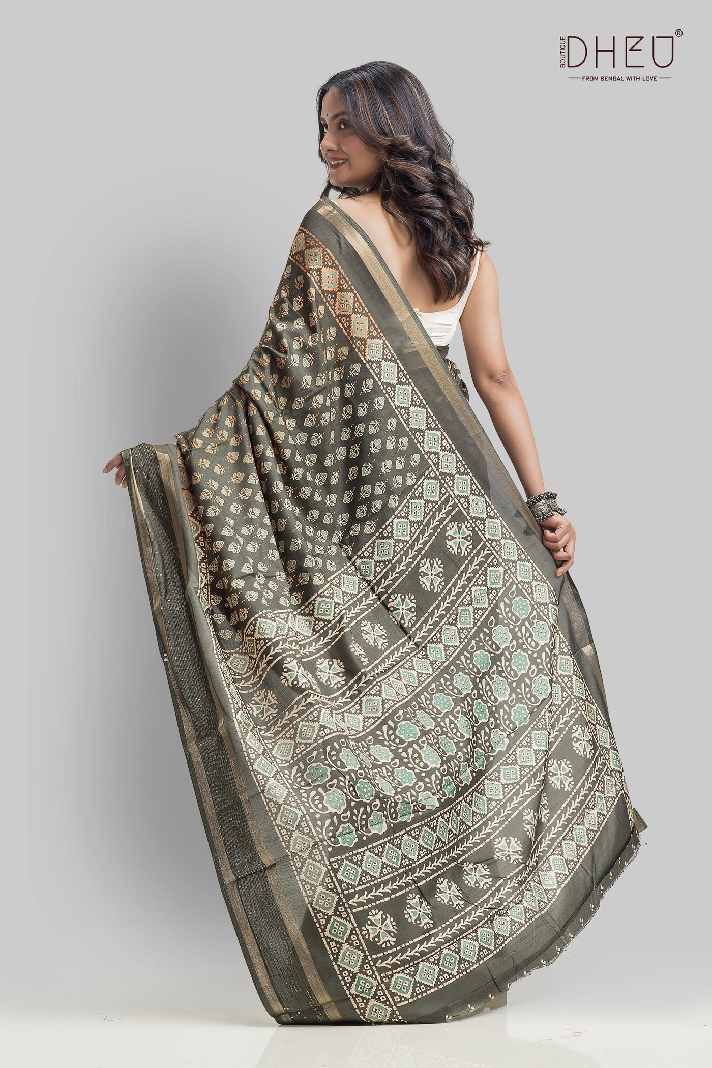 Designer Ajrakh Silk Saree