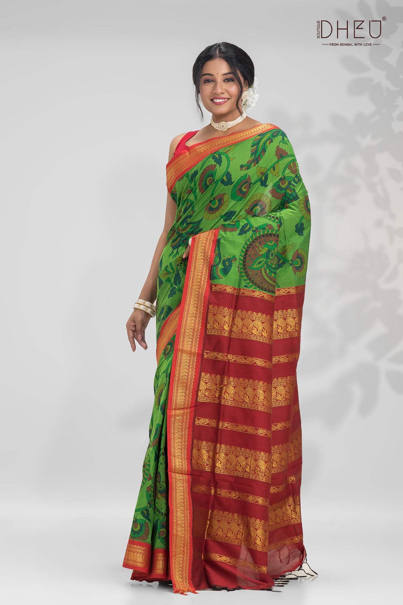 Designer kalamkari silk saree at lowest price only at dheu.in