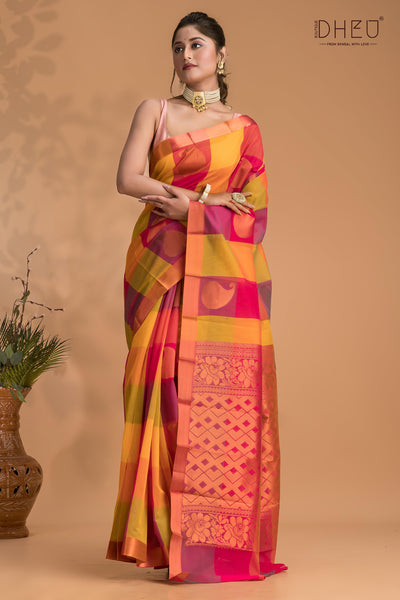 Multicolour Handloom Silk Saree